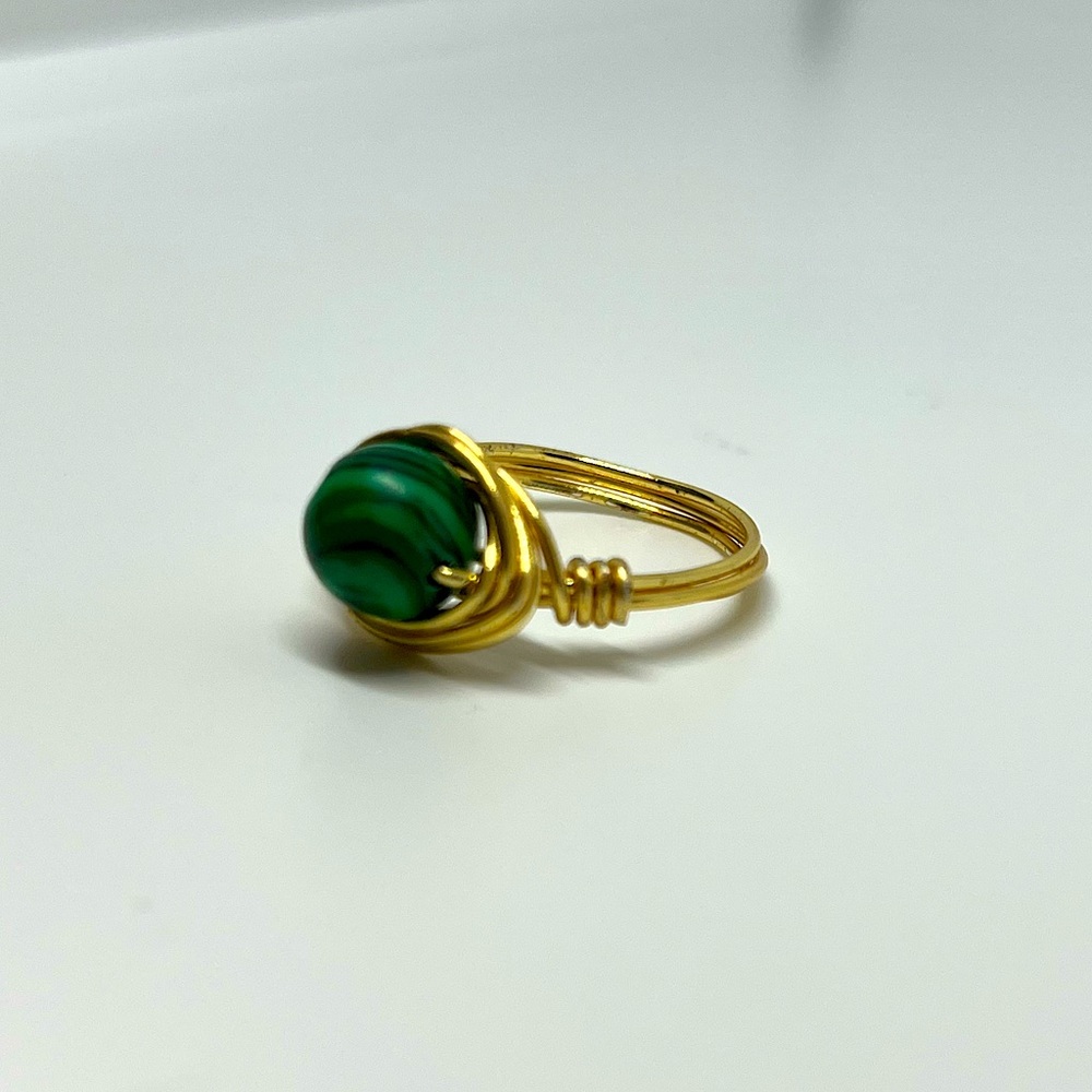 Malachite- Heart Healing, Handmade, Wire Wrapped, Fidget Ring, Anxiety Ring